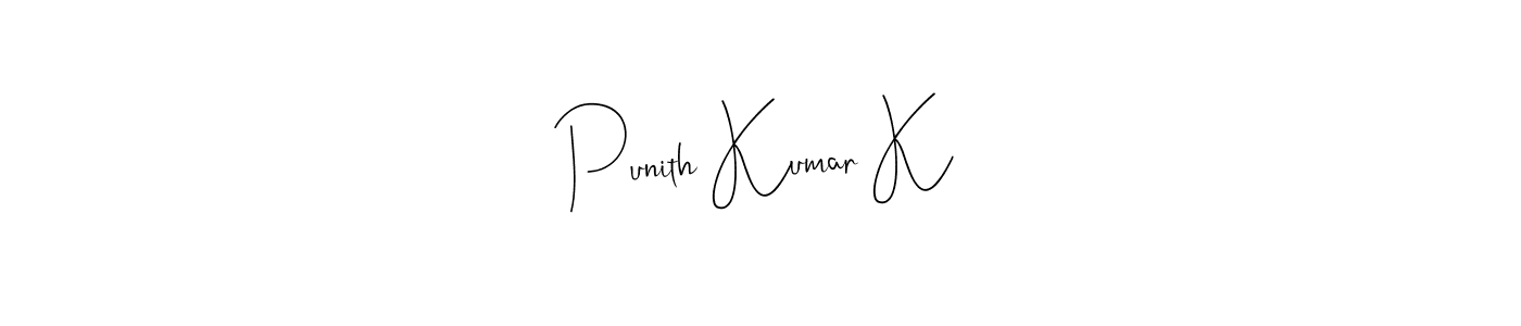 Also we have Punith Kumar K name is the best signature style. Create professional handwritten signature collection using Andilay-7BmLP autograph style. Punith Kumar K signature style 4 images and pictures png